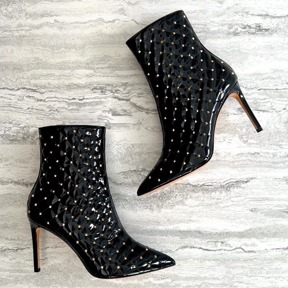 VALENTINO GARAVANI Rockstud Patent Leather Booties - Picture 1 of 9